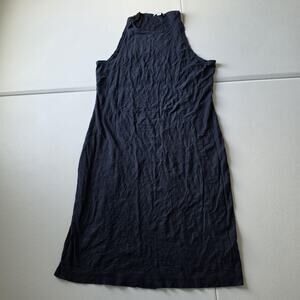 James Perse Tank Dress Womens 3/L Blue Cotton Modal Jersey High Neck Midi Summer